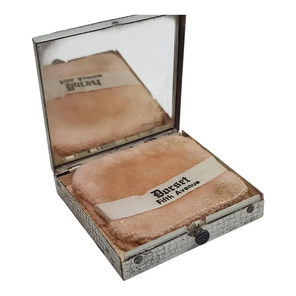 Vintage Dorset Fifth Avenue Jeweled Rhinestone Powder Compact Mirror Puff Case